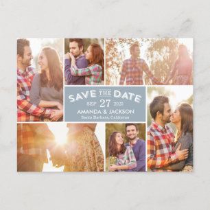 Photo Showcase Editable Colour Save The Date Postcard