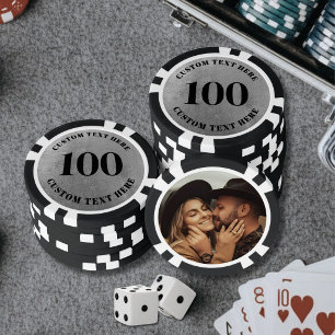 Photo Silver 100 Numbered Poker Chips