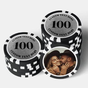 Photo Silver 100 Numbered Poker Chips