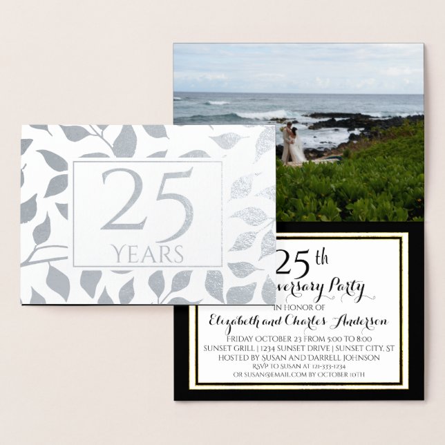 Photo Silver 25th Wedding Anniversary Invitation (Display)