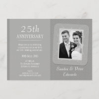 Photo Silver 25th Wedding Anniversary Invitation