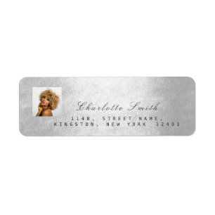 Photo Silver Gray RSVP Adress Name Metallic Minima
