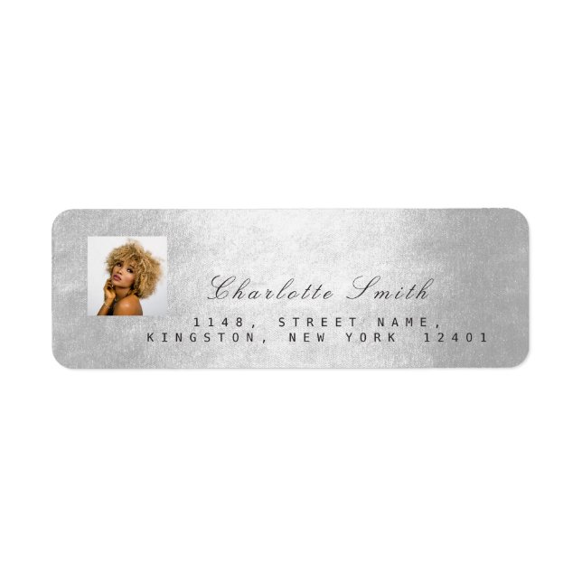 Photo Silver Gray RSVP Adress Name Metallic Minima (Front)