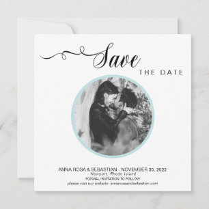 *~* PHOTO Simple Aqua Blue Wedding Save The Date