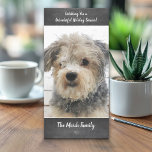 Photo - Simple chalkboard with script Christmas Holiday Card<br><div class="desc">Customise this with 1 vertical portrait photo,  your family name,  and the current year. Christmas Chalkboard background.</div>