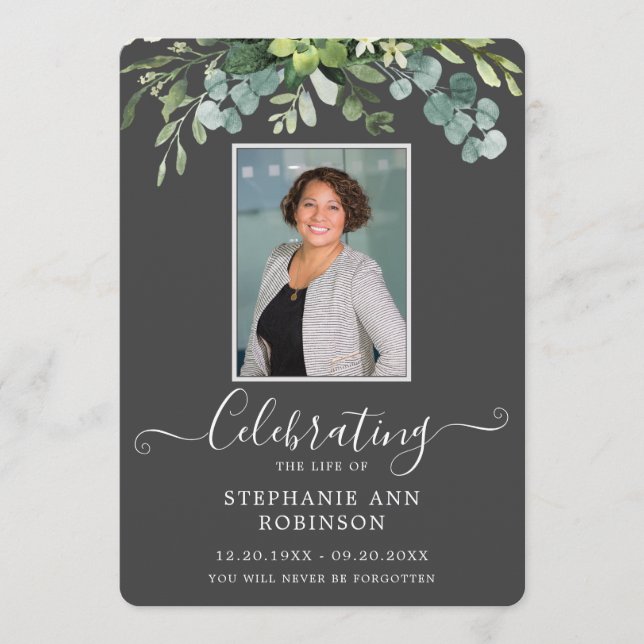 Photo Simple Elegant Order of Service Grey Program Programme (Front)