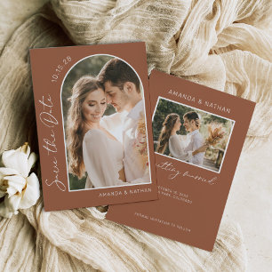 Photo Simple Elegant Terracotta Wedding Save The Date