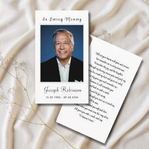 Photo Simple Funeral Sympathy Memorial Prayer Card