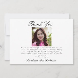Photo Simple Modern Bereavement Funeral  Thank You Card