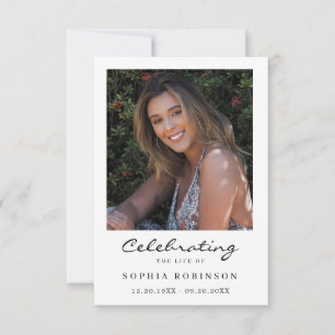 Photo Simple Modern Funeral Memorial Sympathy Card
