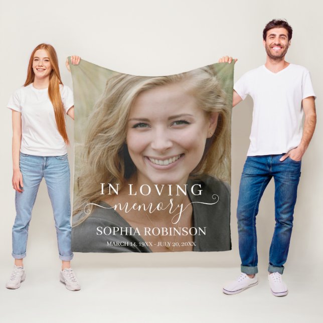 Photo Simple Modern Memorial Keepsake  Fleece Blanket (In Situ)