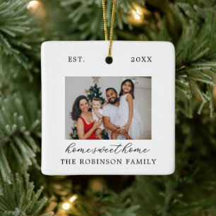 Photo Simple Modern New Home Sweet Home Christmas Ceramic Ornament