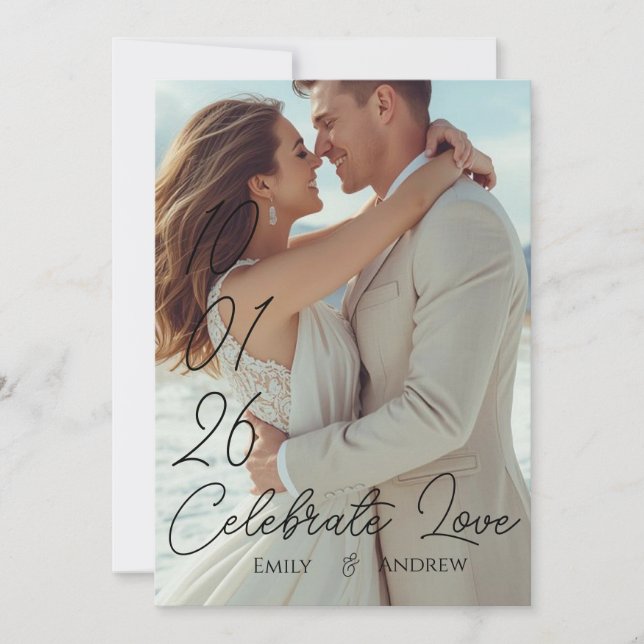 Photo Simple Modern winter Wedding card (Front)