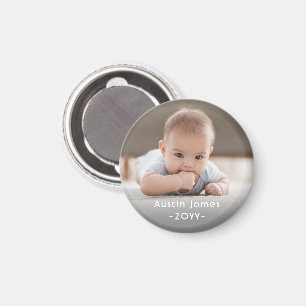 Photo & Simple White Text Modern Minimal Keepsake Magnet