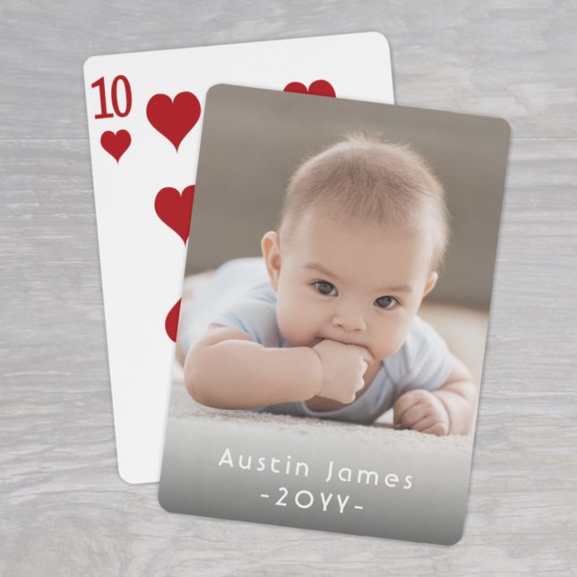 Photo & Simple White Text Unique Modern Keepsake Playing Cards (Creator Uploaded)