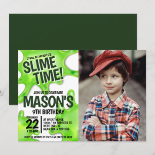 Photo Slime Party Birthday Invitation