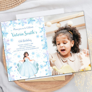 Photo Snow Falk Princess Birthday Invitations