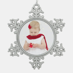 Photo Snowflake Pewter Christmas Ornament