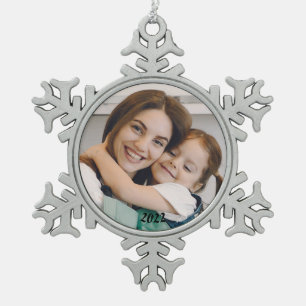 Photo Snowflake Pewter Christmas Ornament