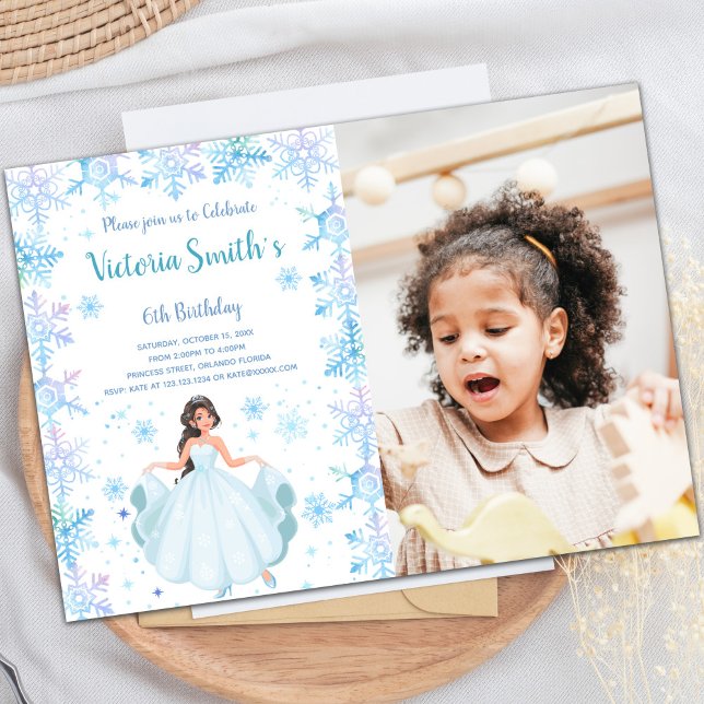 Photo Snowflake Princess Birthday Invitations (Photo Snow Falk Princess Birthday Invitations)