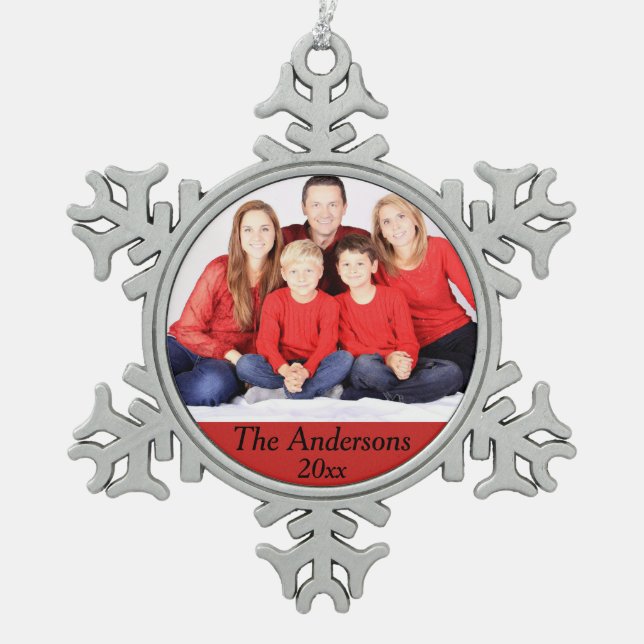 Photo Snowflake Year Christmas Ornament Customise (Front)