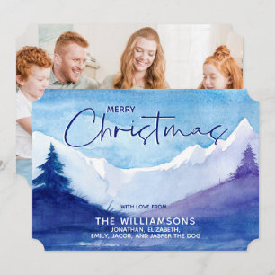 Photo Snowy Mountains Merry Christmas Holiday Card