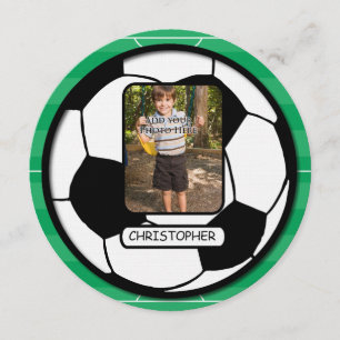 Photo Soccer Ball on Pitch Birthday Party Invitation