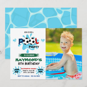 Photo Soccer Pool Party   Invitation