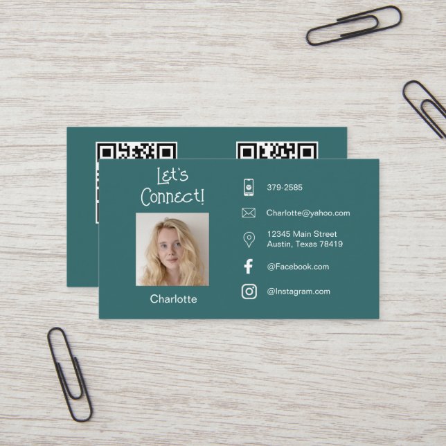 Photo, Social Media OCR Codes, Social Information  Business Card (Front/Back In Situ)