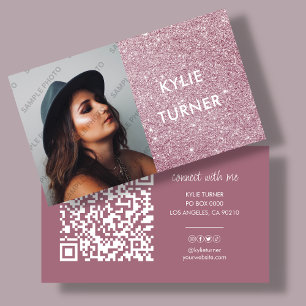 Photo   Social Media Pink Glitter   QR Code   Business Card