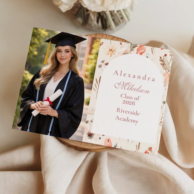 Photo Soft Botanical Chic Graduation Announcement (Creator Uploaded)