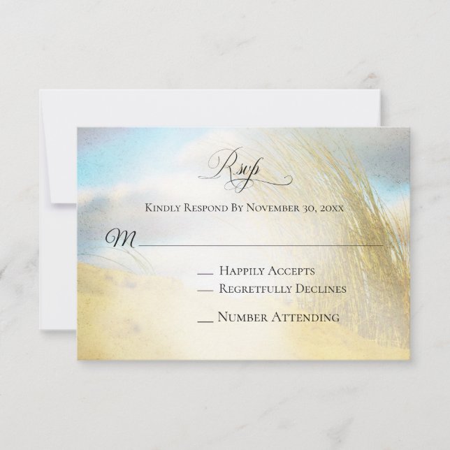 *~* Photo Soft Dune Beach Grass -  Wedding RSVP (Front)