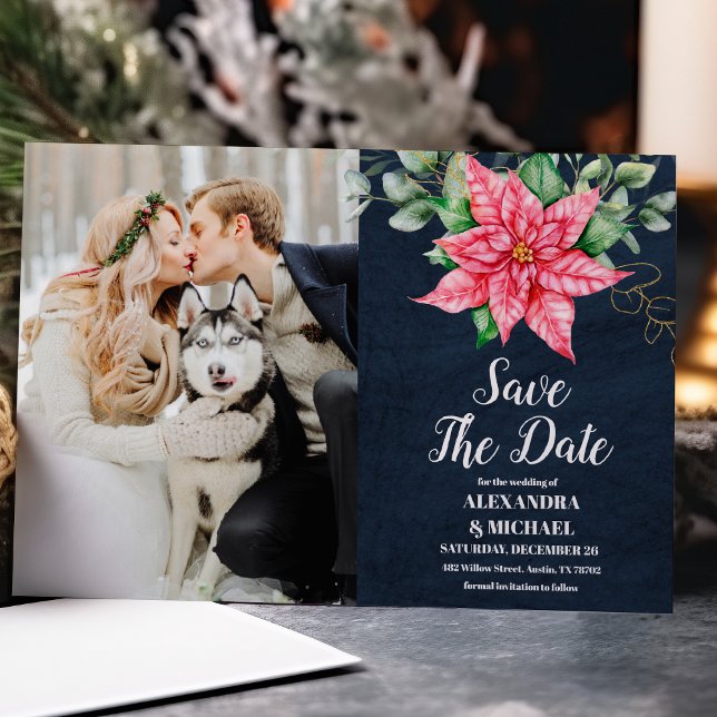 Photo Soft Winter Berry Christmas Wedding  Save The Date (Creator Uploaded)
