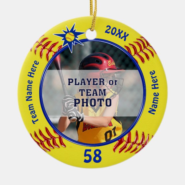 PHOTO Softball Gifts, Softball Christmas Ornaments (Front)