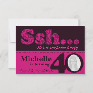Photo ssh surprise pink 40th birthday invite