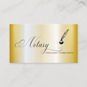 *~* PHOTO - Stamp Pen Feather Signing Agent Notary Business Card