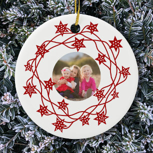 Photo Star Wreath Scandinavian Ceramic Tree Decoration