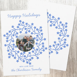 Photo Star Wreath Scandinavian Holiday Card