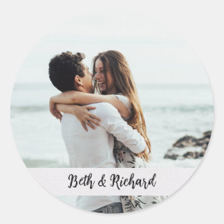 Photo Stickers with Custom Text at Bottom