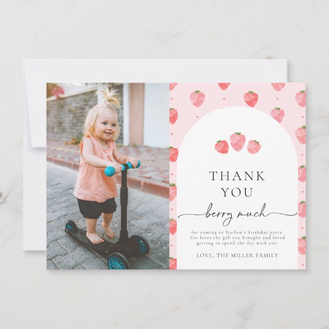 Photo Strawberry Thank You Card (Front)
