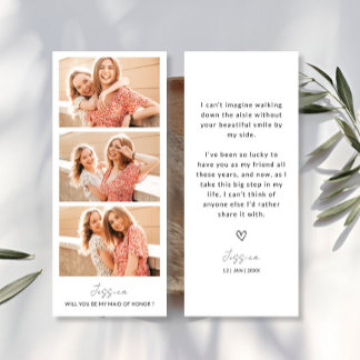 Photo Strip 3 Pictures Bridesmaid Proposal Card