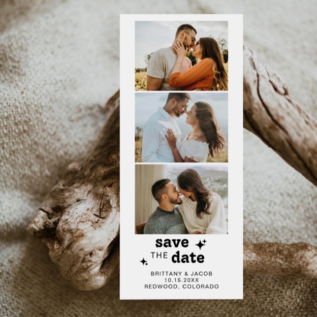 Photo Strip Bold Retro Wedding Save The Date (Creator Uploaded)