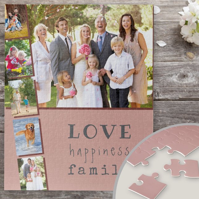 Photo Strip Collage Love Happiness Family Pink Jigsaw Puzzle (Creator Uploaded)