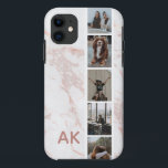 Photo Strip Pink Marble Personalised Initials Case-Mate iPhone Case<br><div class="desc">Personalise with your own photos and name</div>