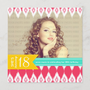 Photo Summer Colours Fab Birthday Party Ikat Invitation