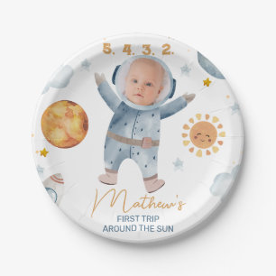 Photo Sun First Trip Around the Sun 1st Birthday Paper Plate