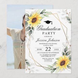 PHOTO Sunflower Eucalyptus Graduation Party Invitation