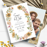 Photo Sunflower Save the Date Card