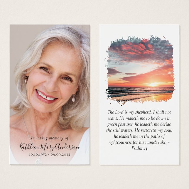 Photo Sunset Memorial Prayer Card (Front & Back)