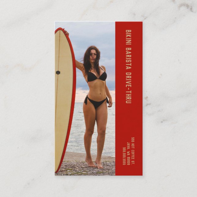 Photo Surf Bikini Barista Double Number Coffee Loyalty Card (Front)